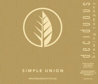 Deciduous Brewing - Simple Union Kolsch Style (4 pack 16oz cans) (4 pack 16oz cans)
